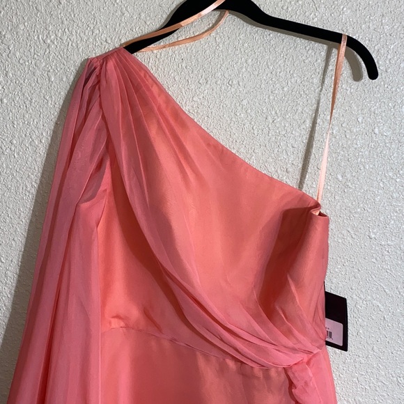 NWT Ieena for Mac Duggal Orange One Sleeve Ruffled Hem Gown 55924 Size 8 - Picture 5 of 16